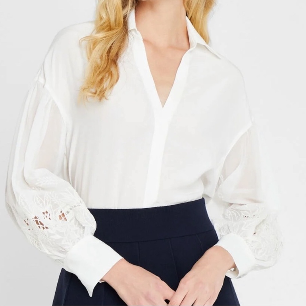 Club Monaco white embroidered blouse